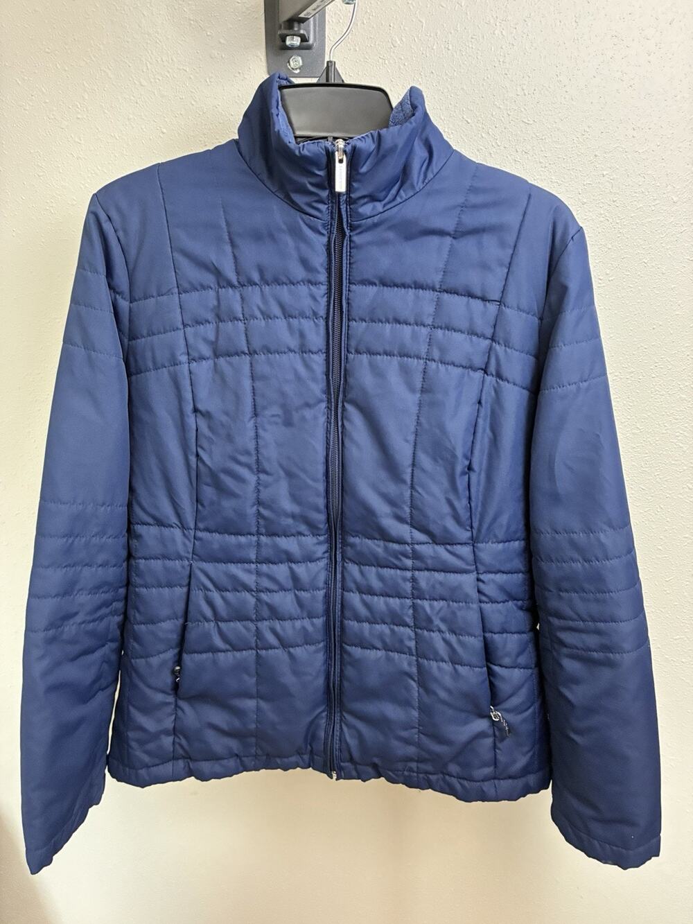 Lands' End Quilted Jacket Fleece Lined Full Zip Puffer Coat Women's M